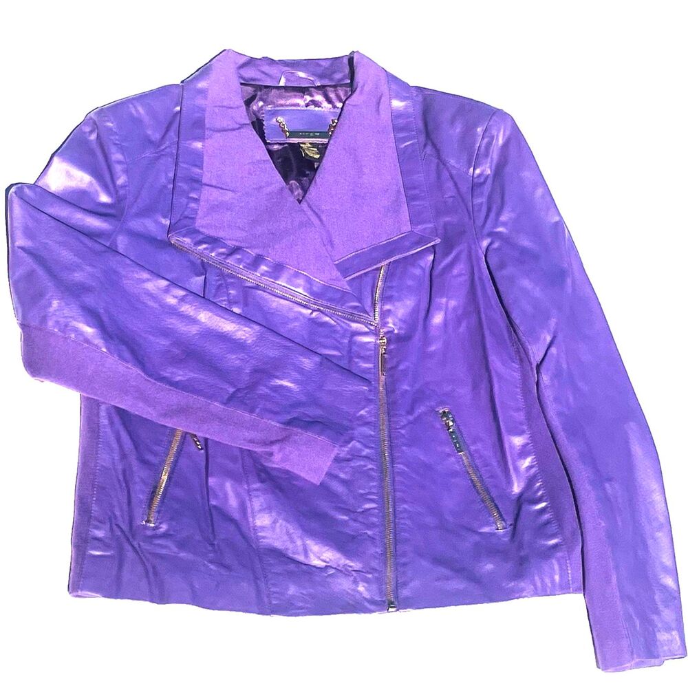 Iman Leather Moto Jacket Asymmetrical Zip XL Biker Motorcycle Boho Mob Wife